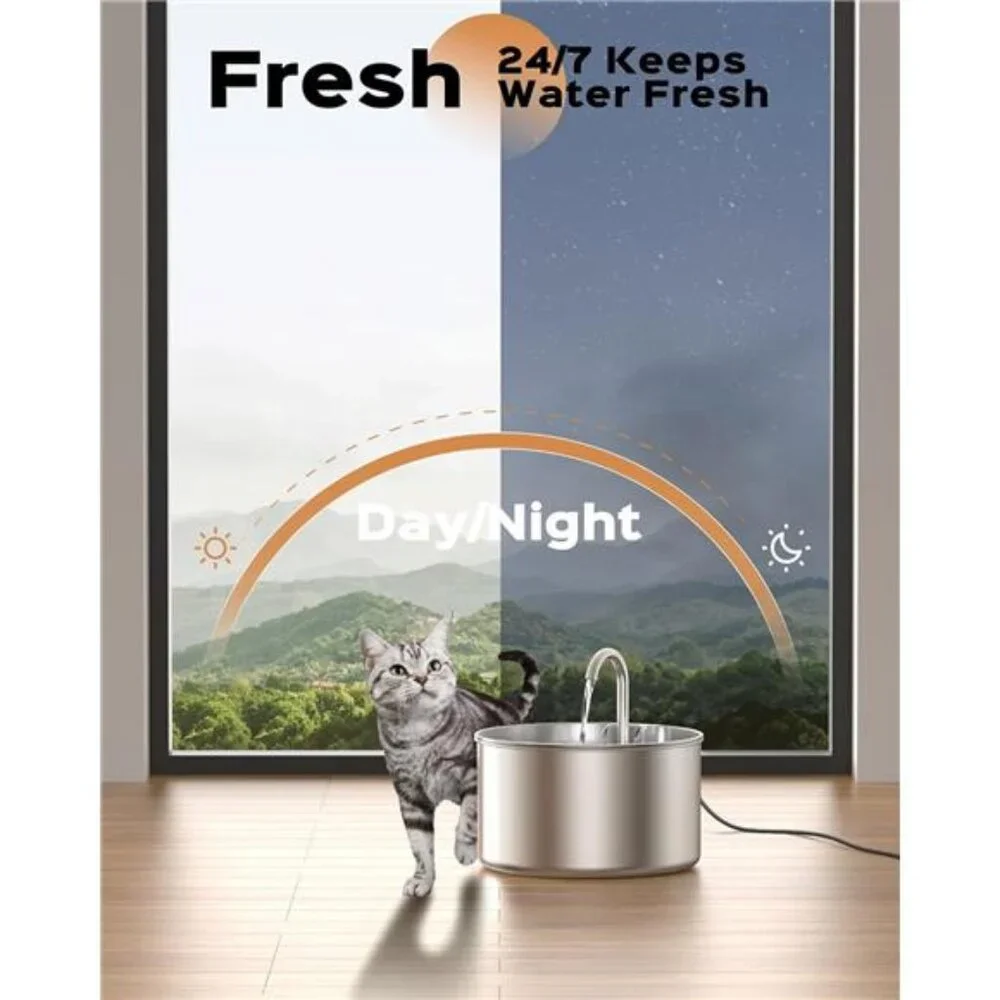 Cat Water Fountain: Stainless Steel Pet Water Fountains Indoor Metal Automatic
